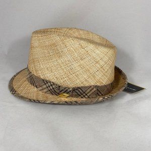 Tan Fedora Hat with Plaid Band